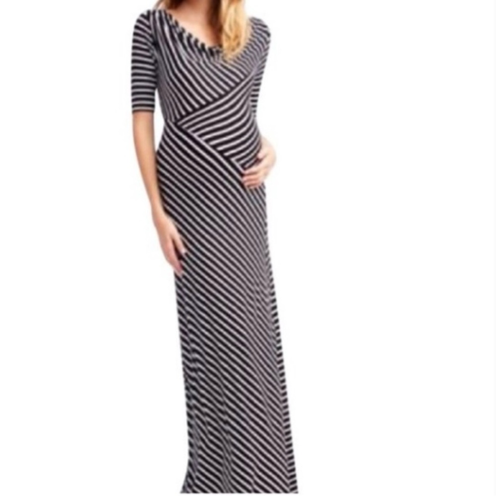 Max Studio Black and White Striped Maxi Dress New!Maternity